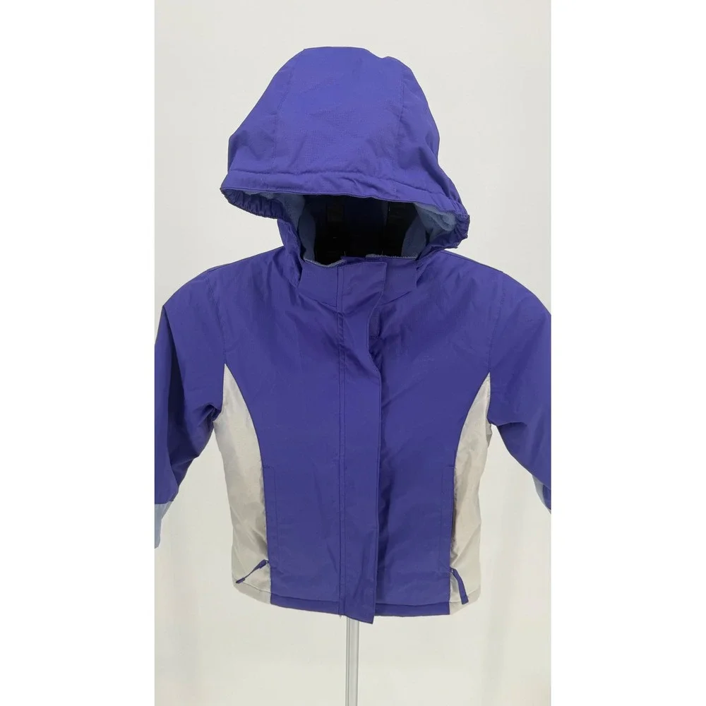 Mountain Warehouse Snow Kids‎ Jacket Purple Gray Hooded Size 5-6 Waterproof